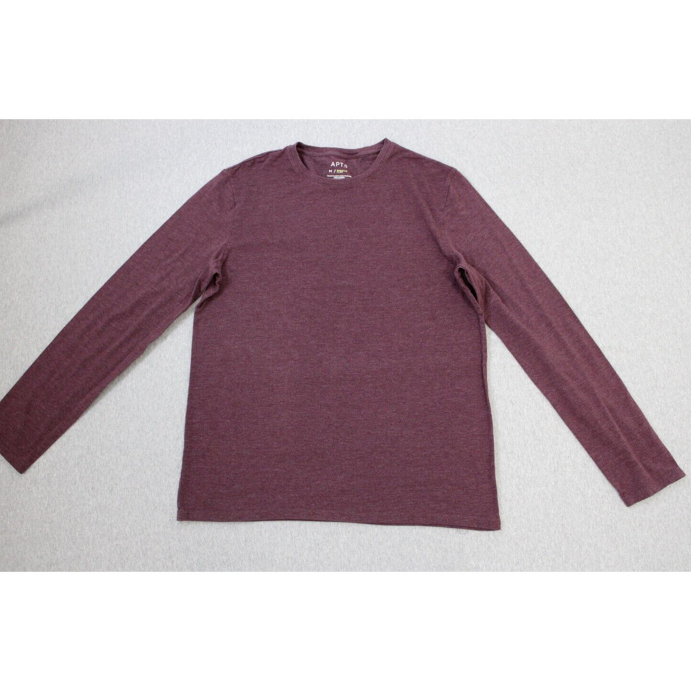Apt. 9 Premier Flex Mens Maroon Crew Neck Long Sleeve Pullover T Shirt Size M
